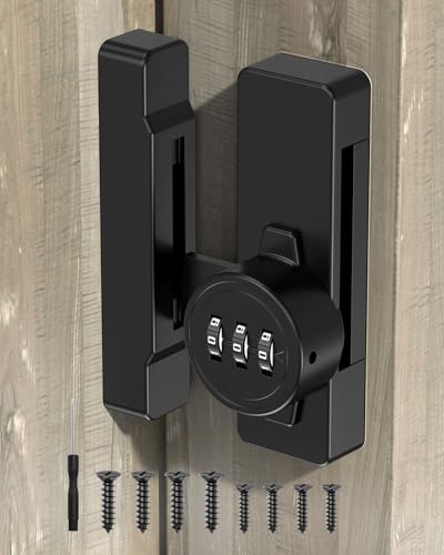 Sliding Barn Door Lock, 3-Digit Password Locks, Black - color: Black
