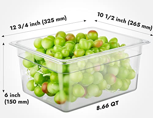 CURTA 6-Pack 1/2 Size 6" Deep NSF Polycarbonate Food Pans | Dishwasher & Freezer Safe Clear Container for Prep Tables, Buffet, Salad Bar, Commercial & Home Kitchen - color: 1/2 Size, size: 6" Deep