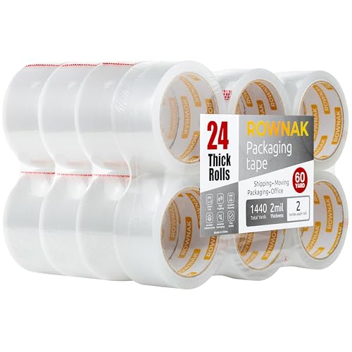 Clear Packing Tape 24 Rolls - Heavy Duty Packaging Tape 2.0mil Thick, 2.0 in. Wide x 60 Yards - Strong Adhesive, Silent, Reliable Package Tape for Home Office Shipping Moving Sealing - size: 24rolls/ 2.0mil/ 60yard