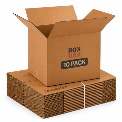 BOX USA Cube Shipping Boxes, 24x24x24" 10-Pk for Shipping & Packing - size: 24x24x24" (10-Pack)
