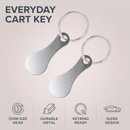 1Pc Stainless Steel Shopping Trolley Token, Metal Coin Holder Couple Key Chain DIY Shopping Cart Token, Wine Bottle Opener Bag Pendant(silver)