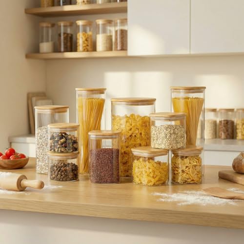 42 oz & 27 oz Square Glass Food Storage Containers with Bamboo Lids, 4 Pack - color: 42oz 2Pack & 27oz 2Pack