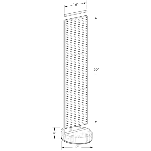 Azar Displays 700780 TWO-SIDED PEGBOARD FLOOR DISPLAY W/C-CHANNEL SIDES ON REVOLVING ROUND STUDIO BASE. PANEL SIZE: 16"W X 60"H, (Charcoal Graphite) - color: Charcoal