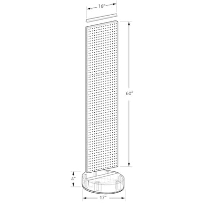 Azar Displays 700780 TWO-SIDED PEGBOARD FLOOR DISPLAY W/C-CHANNEL SIDES ON REVOLVING ROUND STUDIO BASE. PANEL SIZE: 16"W X 60"H, (Charcoal Graphite) - color: Charcoal