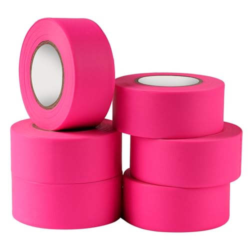 GEYYANG 6 Pack Fluorescent Pink Flagging Tape, 1-3/16in x 100ft, 3.35 Mil - color: Pink, size: 1.18in X 98ft