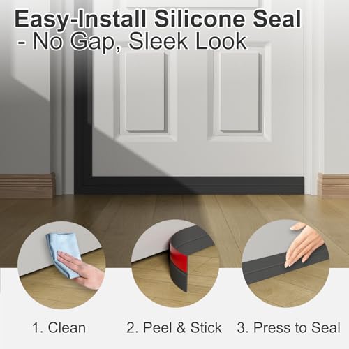 Elvone Weather Stripping Door Seal, 20ft Adhesive Silicone Strip, Black - color: Black, size: 20 ft x 1 in