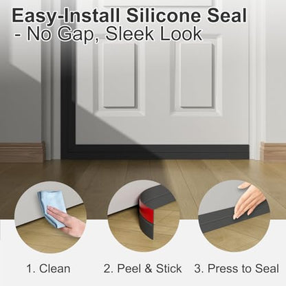 Elvone Weather Stripping Door Seal, 20ft Adhesive Silicone Strip, Black - color: Black, size: 20 ft x 1 in
