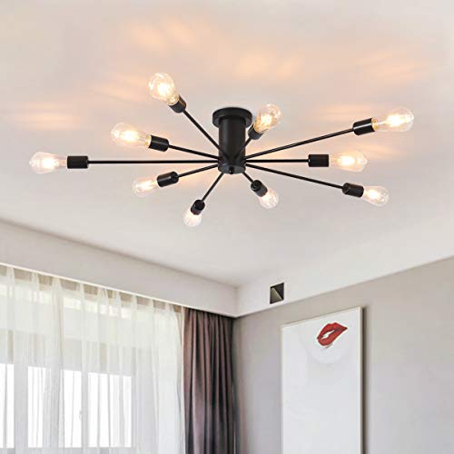 Garwarm Black Sputnik Ceiling Light Fixture, 10-Light Sputnik Chandelier - color: 10-Light,Black