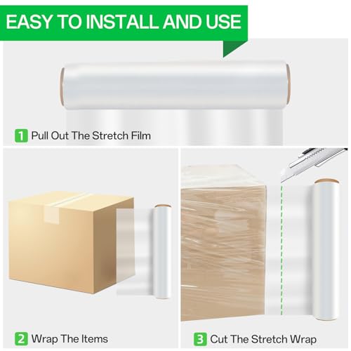 18in Stretch Wrap Roll, Heavy Duty 1500ft Shrink Wrap, Pallet Wrap 4 Pack - size: 18in-Clear-4Pack