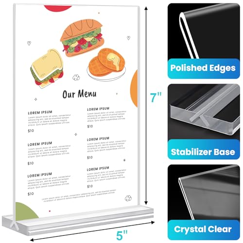 Acrylic Sign Holder 5x7, 11 Pack Clear TableTop Sign Holder-Sided, Plastic Flyer Display Holder with Vertical Base, Clear Flyer Stand Menu Table Display Holders for Restaurants Office Store Show Fair - color: Vertical 11 Pack 5x7