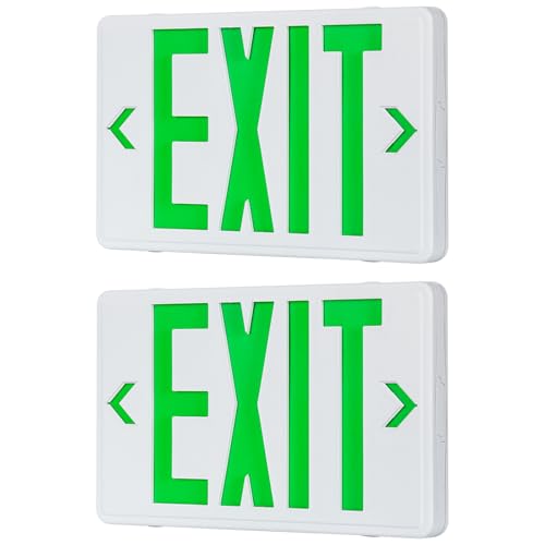 Universal Green Light LED Exit Sign OSHA Commercial, 2 Pack - color: White Housing+Green Letter, size: 2 Pack
