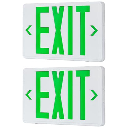 Universal Green Light LED Exit Sign OSHA Commercial, 2 Pack - color: White Housing+Green Letter, size: 2 Pack