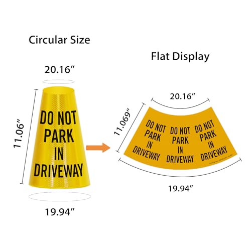 SmartSign “Do Not Park in Driveway” Bright Reflective Cone Message Sleeve, [Cone Not Included] - color: Do Not Park in Driveway, size: Pack of 1