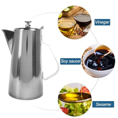 VOSAREA Stainless Steel Water Pitcher with Lid 2L Large Capacity Milk Frothing Jug with Handle for Hot Cold Water Iced Tea Metal Carafe Serving in Home Restaurant Office