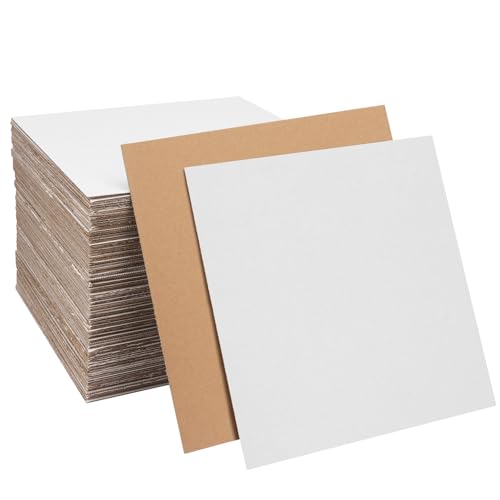100 Pack 10"x 10" Corrugated Cardboard Sheets, Flat Cardboard Layer Pads 2 mm Thickness, Flexible Packaging Inserts for Shipping, Mailing, and Crafts,(White) by IHDYPPEW - size: 100 Pack 10"x 10" white