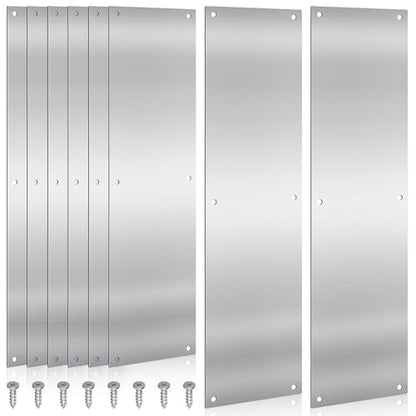 Door Kick Plate 16"x4" Stainless Steel 8Pcs Scratch Kick Push Plates Decor - size: 8 pcs