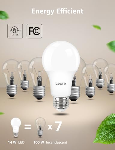 Lepro A19 E26 Dimmable LED Light Bulbs 14W 1500 Lumen Daylight White 6 Pack - color: Daylight White