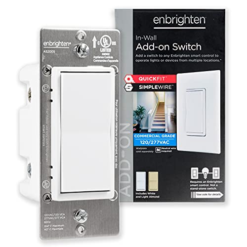 Enbrighten Z-Wave Add-On Switch, Paddle, White & Light Almond, 1 Pack