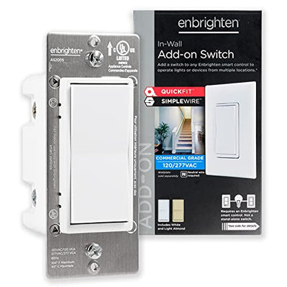 Enbrighten Z-Wave Add-On Switch, Paddle, White & Light Almond, 1 Pack