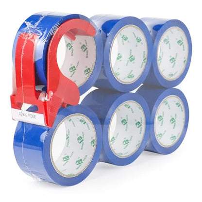 BOMEI PACK Blue Packing Tape, 6 Rolls of 1.88'' x 60yds Per Roll - color: blue