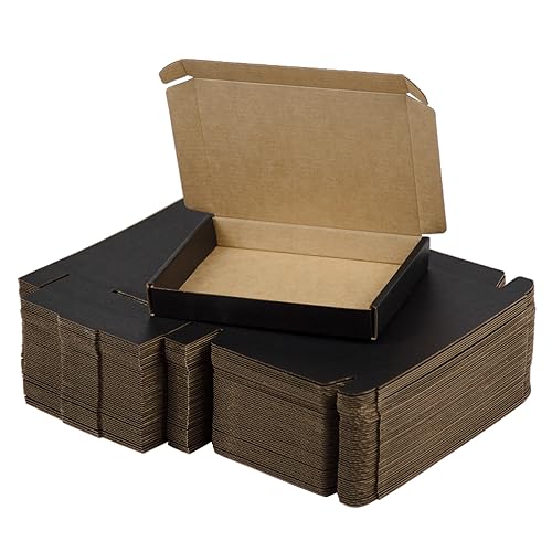 SUNLPH 50 Pack 7x5x1 Inches Small Shipping Boxes, Black Corrugated Cardboard Boxes, Moving Mailing Packing Box - color: Black, size: 7x5x1