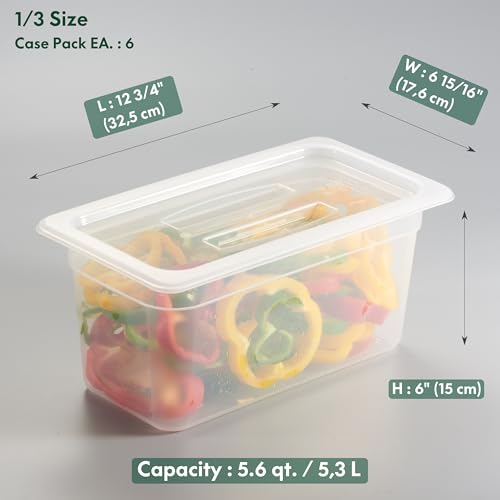 CURTA 4-Pack 1/4 Size 6" Deep Food Pan with Handled Lid – NSF Listed Commercial-Grade Translucent Polypropylene, Stackable Freezer-Safe Storage for Restaurants, Catering & Buffets - color: 1/4 Size, size: 6" Deep Pan (Handled Lid)