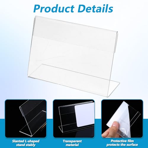 48 Pcs Small Acrylic Sign Holder 3.5"x2.4", Mini Acrylic Food Sign Labels for Party Buffet, Retail Price Display Holder, Clear Plastic Table Counter Top Stand for Place Cards, Name Card, Wedding Signs