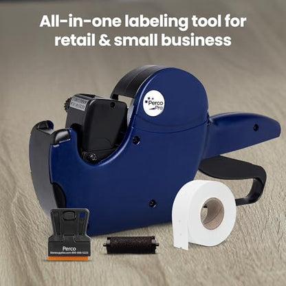 Perco Pro 1 Line Date Label Gun Kit, Includes 8 Digits Date Gun Labeler, 10,000 Plain White Labels, and Preloaded Inker - style: 1 Line Date Gun Kit