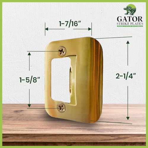 Gator Door Strike Plate 2-1/4" Latch Restorer, Bright Brass, 1-Pack - color: Bright Brass