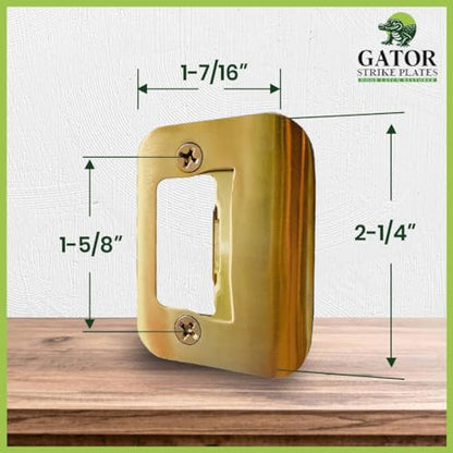Gator Door Strike Plate 2-1/4" Latch Restorer, Bright Brass, 1-Pack - color: Bright Brass