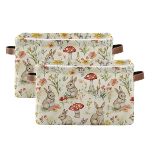 Easter Mushroom Bunny Rectangular Storage Basket Organizer Bin Shelf Baskets For Clothes Gifts For Home Office Dorm - color: Easter Mushroom Bunny
