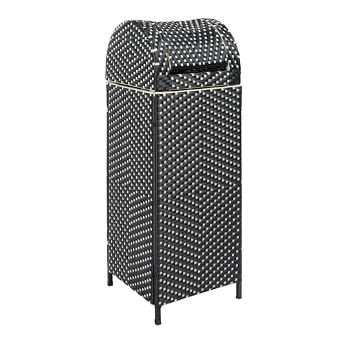 happimess Darla 24 Gal Outdoor Trash Can Swing Top, Dark Navy/White - color: Dark Navy/White, size: 24 Gallons