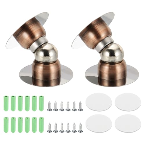 uxcell 2PCS 2.1" Magnetic Door Stoppers, Wall Floor Mounted Magnetic Door Catch Holder, Stainless Steel Door Stops for Bedroom, Bathroom, Kitchen, Office, Red Copper - color: Copper, size: 2.1"