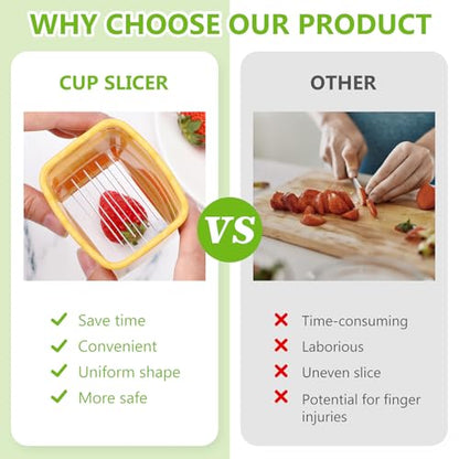 iplusmile 3 Pack Fruit Slicer Cup Stainless Steel Strawberry Cutter