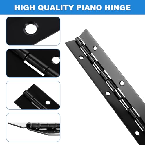 16 PCS 8 Inch Piano Hinge Heavy Duty, 0.04" Thickness Folding Continuous Hinge, Black Metal Piano Hinges for Cabinets, Doors, Window (1.2" Open Width)