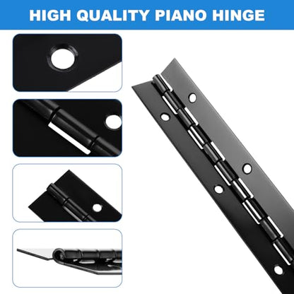 16 PCS 8 Inch Piano Hinge Heavy Duty, 0.04" Thickness Folding Continuous Hinge, Black Metal Piano Hinges for Cabinets, Doors, Window (1.2" Open Width)