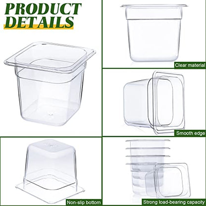 Yinder 12 Pcs 1/6 Size Clear Plastic Food Pans Stackable,6'' Deep - size: 6'' Deep