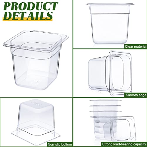 Yinder 12 Pcs 1/6 Size Clear Plastic Food Pans Stackable,4'' Deep - size: 4'' Deep