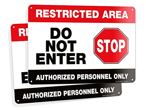 iSYFIX Restricted Area Authorized Personnel Only Sign, 10x7 Inch, 2 Pack