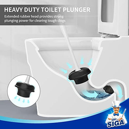 MR.SIGA Toilet Plunger and Bowl Brush Combo for Bathroom Cleaning, White - color: White