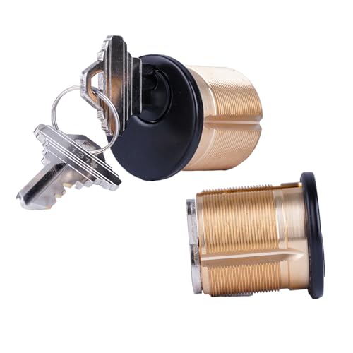 2 Pack Brass Mortise Door Cylinder Lock, 1 1/8" Inch Length Standard SC1 Keyway with 2 Keyed Alike Keys, Door Replacement Lock Cylinder Suitable for Home and Commercial Use. - size: 1 1/8" Inch