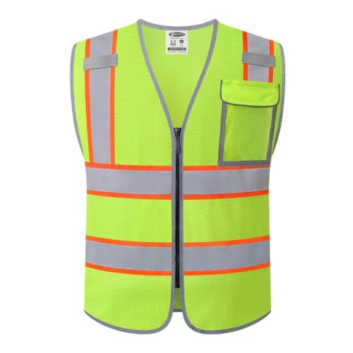 JKSafety Hi-Vis Multiple Pockets Lite MESH Lining Meets ANSI/ISEA Standards - color: Yellow, size: Medium