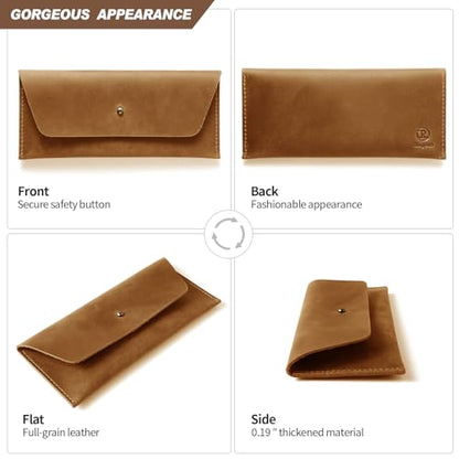 Ringsun Genuine Leather Cash Envelopes, Reusable Budget Envelope, Retro Clutch for Men & Women, Minimalist Wallet, Bourbon Brown - color: Bourbon Brown