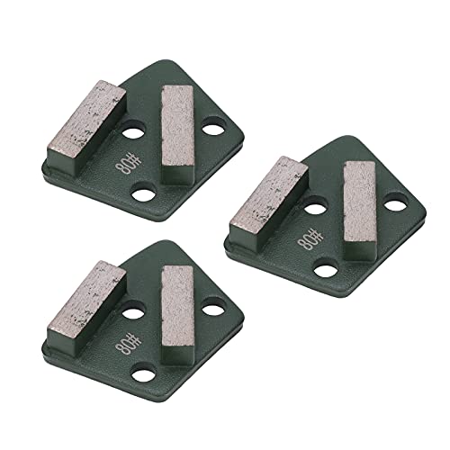3PCS Trapezoid Grinding Shoes for Concrete - 80# Grit 2-Teeth Diamond Grinding Blocks for Floor Grinders Polishers (Green)