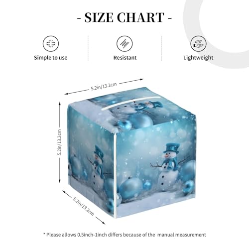 Snowman Gifts Square Tissue Boxes Holder 5.2"x5.2"x5.2" for Home Car Office Table. - color: Snowman Gifts