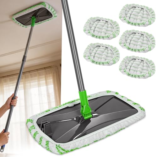 Masthome Microfiber Flat Mop,16" Head with 5 Washable Pads - color: Green Extra Large