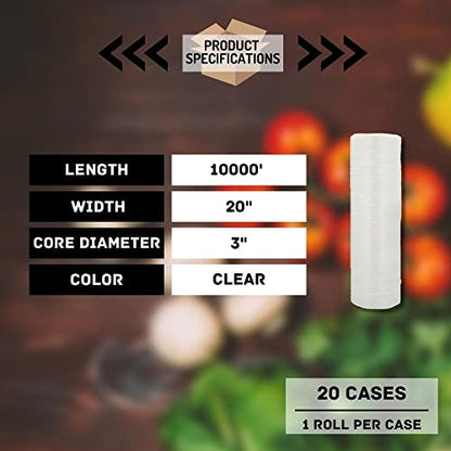 PSBM 20 Rolls 20 Inch x 10000 Feet Machine Pallet Netting Vented Stretch Film/Wrap, Industrial Strength Clear Shrink Plastic Wrap for Moving, Packing, Shipping of Frozen Food and Plants - size: 20 Inch x 10000 Feet, style: 20 Rolls