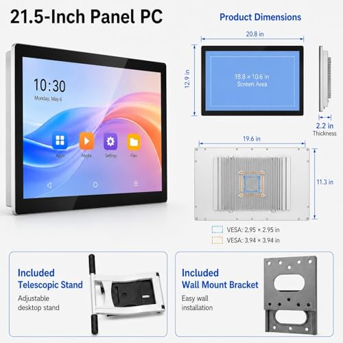 21.5 Inch Android 11 Touchscreen Display, 16:9 1080P FHD Interactive Screen, RK3568 Quad-Core, 4GB RAM 32GB ROM, Built-in Speakers,Smart Board for Office/Automation/Kiosk/Bar/Warehouse