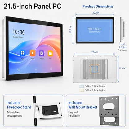21.5 Inch Android 11 Touchscreen Display, 16:9 1080P FHD Interactive Screen, RK3568 Quad-Core, 4GB RAM 32GB ROM, Built-in Speakers,Smart Board for Office/Automation/Kiosk/Bar/Warehouse