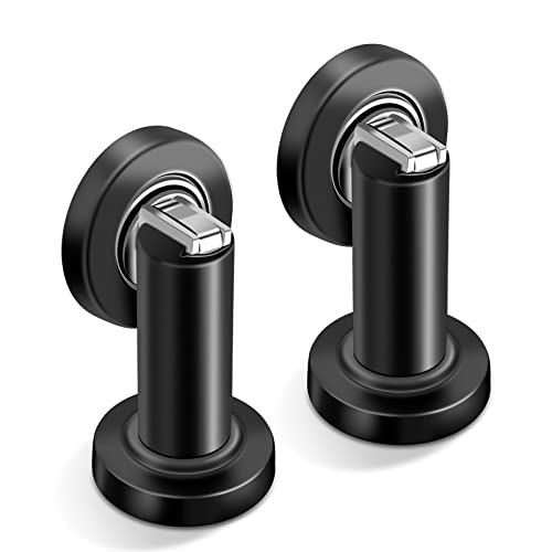 Door Stoppers, Magnetic Door Stop, Heavy Duty Stainless Steel Door Catch Magnetic Door Holder, Modern Door Stops for Wall Floor Mount, Black, 2 Pack - color: Black, size: 2 Pack